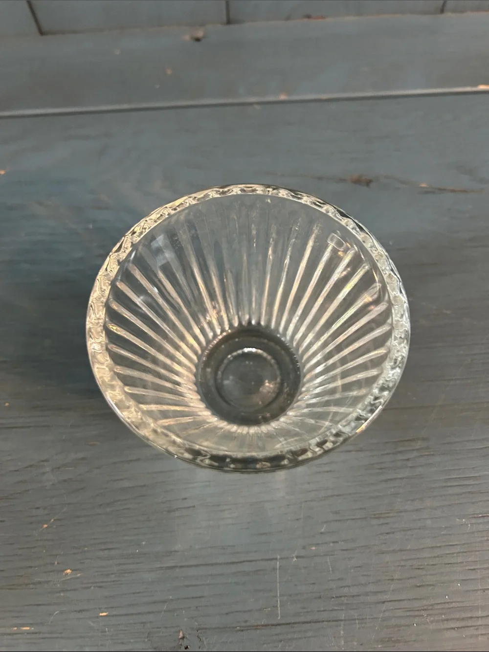Vintage Clear Glass Ribbed Serving Mini Bowl - Home Dining
